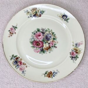 Vintage Continental Ivory Ceramic Side/Salad Plate-Floral-Flower-Traditional-Vtg